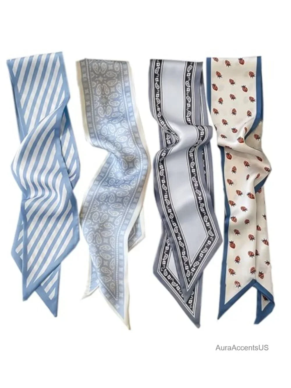Purse Scarf for Bags Skinny Twill Hair Scarves Narrow Neck Scarf Band Women